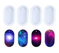 Nifocc Moldes ovalados de silicona para llavero, 4 piezas, tamaño grande, manualidades, placa de perro, fabricación de llaveros