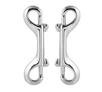 Nifocc Mosquetón doble con mosquetón, cadenas, cierre de clip para correa de perro, montañismo, escalada, camping familiar, al aire libre, plata brillante, 90 mm, 2 unidades