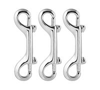 Nifocc Mosquetón doble de acero inoxidable con cierre para correa de perro, montañismo, escalada, camping familiar, al aire libre, plata brillante, 90 mm, 3 unidades