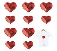 Nifocc Parche bordado con lentejuelas de corazón para ropa, jeans, chaquetas, bolsos, mochilas, zapatos, decoraciones, color rojo, 10 piezas grandes y pequeñas