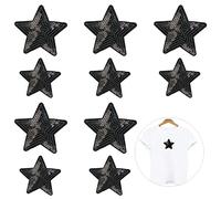 Nifocc Parche bordado estrellas con lentejuelas estrellas negras para planchar parches de apliques costura parches para ropa jeans chaquetas sombreros bolsos mochilas zapatos decoraciones 10 piezas