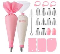 Nifogo Poches à Douille Jetable 100 & 2 Sac à Pâtisserie Silicone Réutilisable - Sacs à Douille en Plastique pour Glaçage et Décoration de Gâteaux Crème (L-102PCS + 3 Grattoir Gâteau)