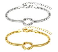 Nify Duo de accesorios para pareja ajustable, acabado claro y cálido con diseño de nudo central, tarjeta incluida, regalo simbólico