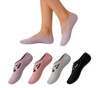 Nify Lote de 4 Chaussettes Antidérapantes Femme Pour Yoga y Pilates