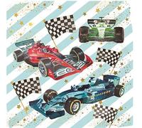 Nigel Quiney - Tarjeta de cumpleaños para hombre, diseño artístico de Fórmula One F1 Race Cars - gama Pizazz para hombres - acabado dorado
