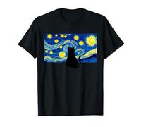 Night Cat Funny Parody Yarn Ball Fint Art Impressionist Camiseta