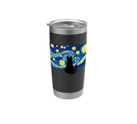 Night Cat Funny Parody Yarn Ball Fint Art Impressionist Vaso térmico de acero inoxidable de doble pared