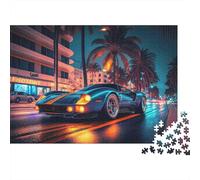 Night City Sports Car 1000 Piezas Rompecabezas Adultos Auto Deportivo en Calle Iluminada con Neón Premium Robusto Desafiante Difícil Alivio Estrés Familiar Regalo 38x26cm/1000pcs