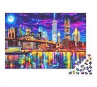 Night Cityscape Lights 1000 Piezas Rompecabezas Adultos Horizonte Urbano Neón Vibrante de Noche Premium Robusto Vibrante Desafiante Difícil Alivio Estrés Familiar Regalo 52x38cm/1000pcs
