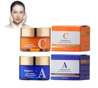 Night + Day Cream Vitamin C, Vitamin C Antioxidant Facial Moisturizer, Moisturizing Firming Cream, Day and Night Fortifying Treatment, para una Piel Lisa y luminosa, Apto para Todo Tipo de Pieles