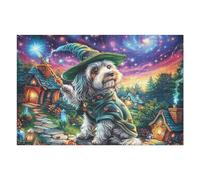 Night Forest Cute Perro Rompecabezas 1000 Piezas Cartón para Toda La Familia Ocio Tranquilo En Casa Alivio Ansiedad Decoración Artística Detalle Regalo 1000 PCS/75x50cm