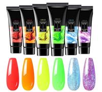 Night Glow Nail Gel, Luminous Top Gel, UV Lamp Fingernail Extension, Smooth Texture Manicure Polish, Ideal for Women Girls Home Travel Parties, 15g x 6 Pieces Multicolor 1 Set