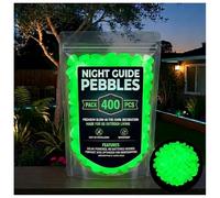 Night Guide Pebbles, Colorful Glow-In-The-Dark Garden Stones for Outdoor Walkway, Yard Landscaping, Planters, Fish Tank Aquarium Decor (Green,400)
