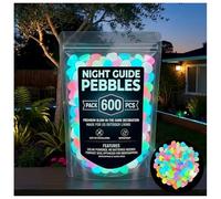 Night Guide Pebbles, Colorful Glow-In-The-Dark Garden Stones for Outdoor Walkway, Yard Landscaping, Planters, Fish Tank Aquarium Decor (Multicolor,600)