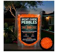 Night Guide Pebbles, Colorful Glow-In-The-Dark Garden Stones for Outdoor Walkway, Yard Landscaping, Planters, Fish Tank Aquarium Decor (Orange,200)