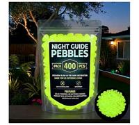 Night Guide Pebbles, Colorful Glow-In-The-Dark Garden Stones for Outdoor Walkway, Yard Landscaping, Planters, Fish Tank Aquarium Decor (Yellow,400)
