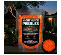 Night Guide Pebbles, Colorful Glow-In-The-Dark Garden Stones for Outdoor Walkway, Yard Landscaping, Planters, Fish Tank Aquarium Decor (Orange,600)