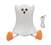 Night Light Cute Silicone Rechargeable 3000K Warm Light Dimmable LED Tap Ghost Night Lamp for Sleeping Bedroom