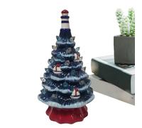 Night Light-Lit-Cama pintada a mano Tree Lampe, Ceramic Bright Tree | 17 cm / 6,9 pulgadas de la torre iluminada Decoración navideña ligera con batería
