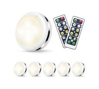 Night Light Under Cabinet Light with Remote Control Powered LED Light Kitchen Bookcase Display Cabinet Brightness Adjustable Wireless Timer