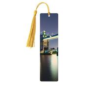 Night London Tower Bridge - Marcapáginas de madera con borla, hermosos marcadores hechos a mano, marcadores para leer