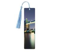 Night London Tower Bridge - Marcapáginas de madera con borla, hermosos marcadores hechos a mano, marcadores para leer