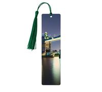 Night London Tower Bridge - Marcapáginas de madera con borla, hermosos marcadores hechos a mano, marcadores para leer