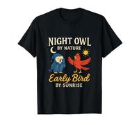 Night Owl by Nature Early Bird por Sunrise Funny Bird Novedad Camiseta