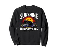 Night Owl Introvert Sunshine Hurts My Eyes Funny Black Cat Sudadera