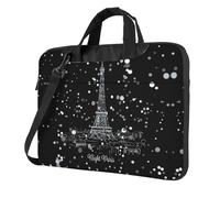 Night Paris Eiffel Tower - Bolsa protectora para ordenador portátil con estampado versátil, NEGRO, 15.6 pulgadas