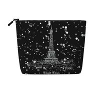 Night Paris - Organizador de cosméticos de la Torre Eiffel grande, bolsa de cáñamo falso, resistente al agua, con cremallera, para viajes diarios