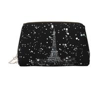 Night Paris Torre Eiffel - Bolsa de maquillaje de piel de PVC para cosméticos, organizador de viaje, Gold, One Size