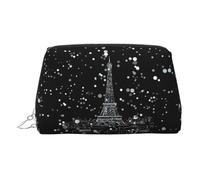 Night Paris Torre Eiffel - Bolsa de maquillaje de piel de PVC para cosméticos, organizador de viaje, Silver, One Size