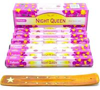 Night Queen Varitas de Incienso, Reina DE LA Noche Flores NOCTURNAS varitas de Joss 120 Varillas Fragancia casera de Joss Sticks con cenicero colector de Cenizas