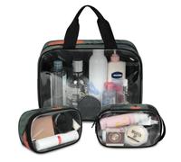 Night Red Moon Japan Samurai - Bolsa de maquillaje de viaje para mujeres y hombres, bolsas de cosméticos translúcidas japonesas, 3 piezas, bolsa grande para ducha, organizador de artículos de tocador,