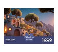 Night Scene of The Italian Coast 1000 Pcs Cartón Fuerte Rompecabezas Hilltop Fantasy Village Liberador De Estrés Juego Creativo Puzzle Juego De Desafío Difícil 52x38cm/1000pcs
