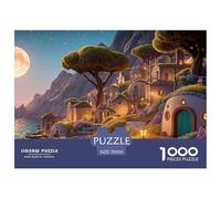 Night Scene of The Italian Coast 1000 Pcs Cartón Rompecabezas Hilltop Fantasy Village Liberador De Estrés Juego Creativo Puzzle para Niños Pequeños 70x50cm/1000pcs