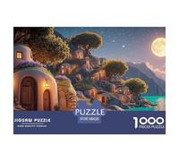 Night Scene of The Italian Coast 1000 Piezas Cartón Rompecabezas Cliffside Cottages Liberador De Estrés Juego Familiar Puzzle para Adultos Y Niños 38x26cm/1000pcs