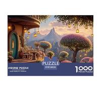 Night Scene of The Italian Coast 1000 Piezas Papel Ecológico Rompecabezas Hilltop Fantasy Village Imágenes Vibrantes Juego Familiar Puzzle para Niños Pequeños 38x26cm/1000pcs
