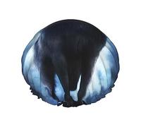 Night Scene Of Wolves Pattern Gorro de ducha y gorro de baño para mujer, gorros de ducha impermeables de gran tamaño reversibles grandes diseñados para todas las longitudes de cabello, gorro de baño