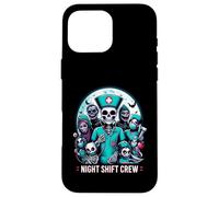 Night-Shift Crew Ghost Skeleton Zombie Divertida Enfermera de Halloween Carcasa para iPhone 16 Pro MAX