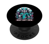 Night-Shift Crew Ghost Skeleton Zombie Divertida Enfermera de Halloween PopSockets PopGrip Adhesivo