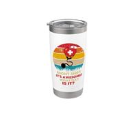 Night Shift Its Awesome! What Day Is It Funny Nursing Nurse Vaso térmico de acero inoxidable de doble pared