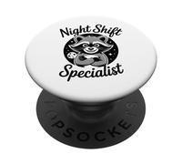 Night Shift Specialist Funny Trash Panda Raccoon Meme PopSockets PopGrip Adhesivo
