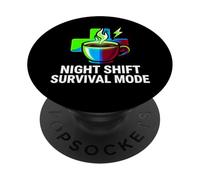 Night Shift Survival Mode Nurse Medical Coffee PopSockets PopGrip Adhesivo
