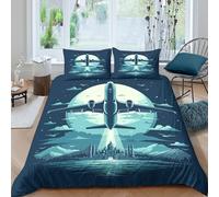 Night sky illustration Funda de Edredón Microfibra Suave Tres Piezas Estampado 3D Nocturno sky ilustración Funda Edredon con Fundas de Almohada Transpirable Suave for jóvenes Super king（260x220cm）