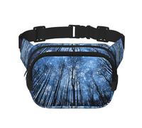 Night Sky Print - Riñonera cruzada unisex cuadrada de doble capa, accesorio de viaje para entrenamiento, color negro, talla única, NEGRO, One Size