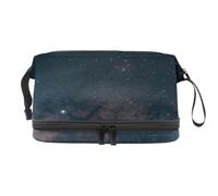 Night Sky Stars - Bolsa de cosméticos de doble capa para mujeres y niñas, neceser de viaje para maquillaje, práctica bolsa organizadora con compartimento para brochas, multicolor, 27x15x14