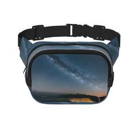 Night Sky Sunset - Riñonera cuadrada de doble capa con cinturón ajustable para ejercicio, correr, viajes, senderismo, Negro -, Talla única