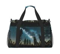 Night Sky with Trees - Bolsa de viaje grande reutilizable, bolsa de compras para vacaciones, bolsa deportiva con correa cruzada ajustable, color negro, talla única